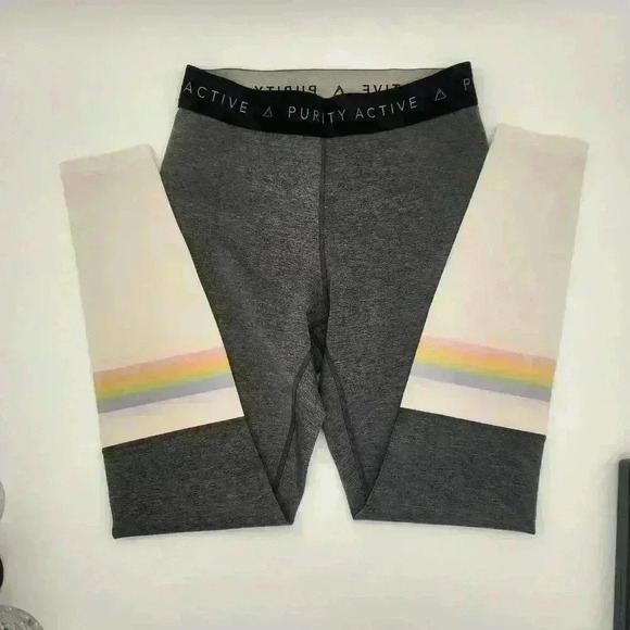 Purity Active Compression Full Length‎ Leggings Rainbow Detail Size Medium - Picture 1 of 7